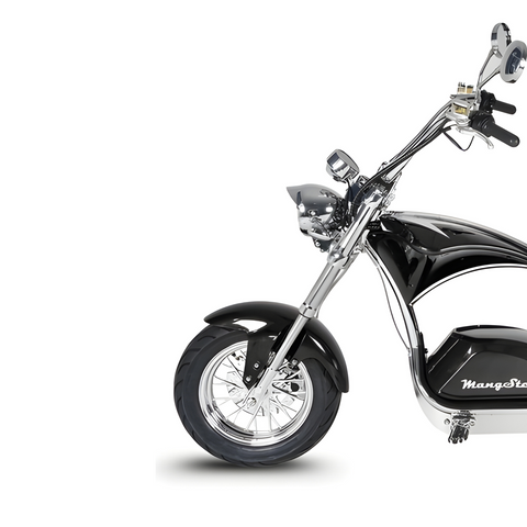 Elektrisk Mangosteen-scooter med sæde City Coco M1PS – kromramme & dobbelt motorisering