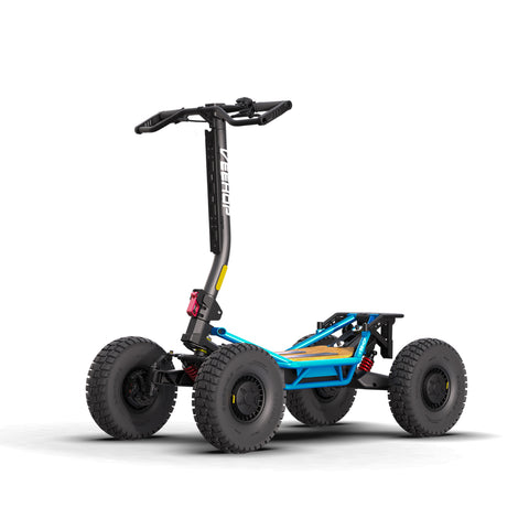 Trottinette électrique VEEHOP bleue vue de profil sur fond blanc