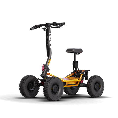 Trottinette électrique VEEHOP orange vue trois quarts arrière