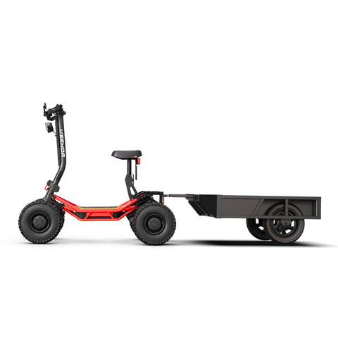 10. Trottinette électrique Veehop rouge avec remorque utilitaire, équipement de transport tout-terrain