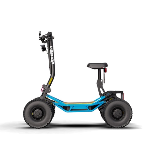 VEEHOP bleue trottinette électrique tout-terrain 4 roues vue de profil