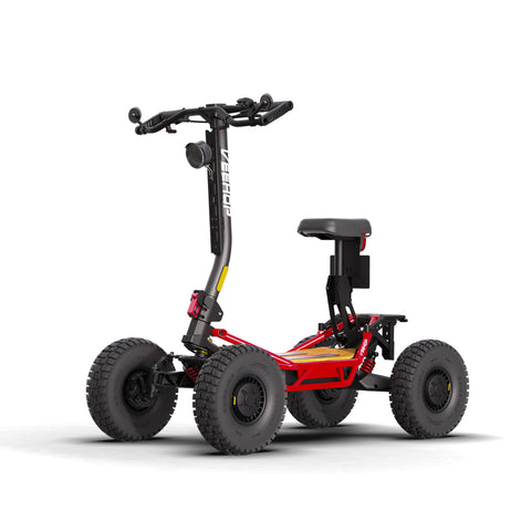 Trottinette électrique VEEHOP rouge vue trois quarts arrière