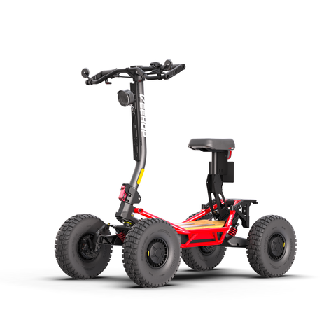 Trottinette électrique tout-terrain Veehop homologuée rouge avec selle et éclairage