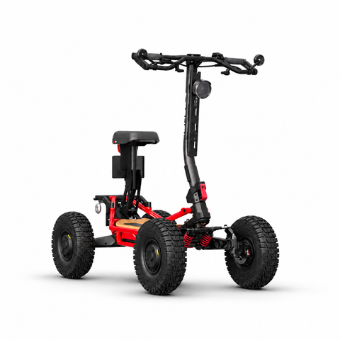 Trottinette Veehop tout-terrain vue de face avec pneus à gros crampons