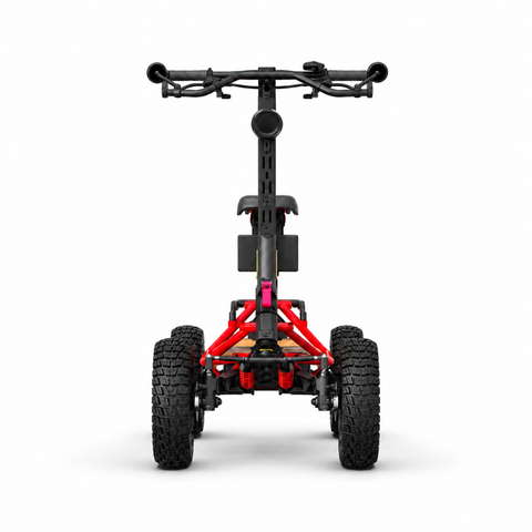 Vue arrière de la trottinette électrique Veehop rouge