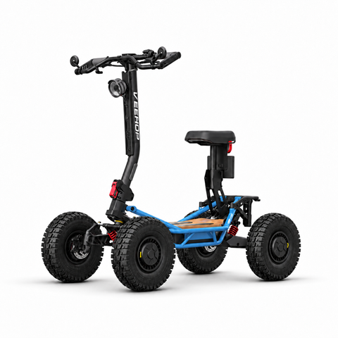 Trottinette Veehop avec cadre orange et pneus cross à gros crampons